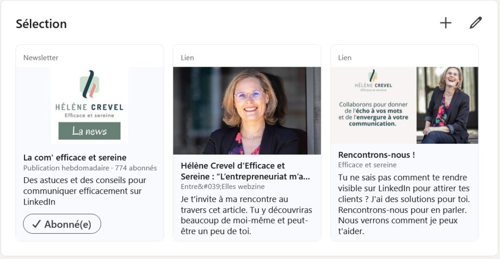 La section sélection du profil LinkedIn est une place de choix.